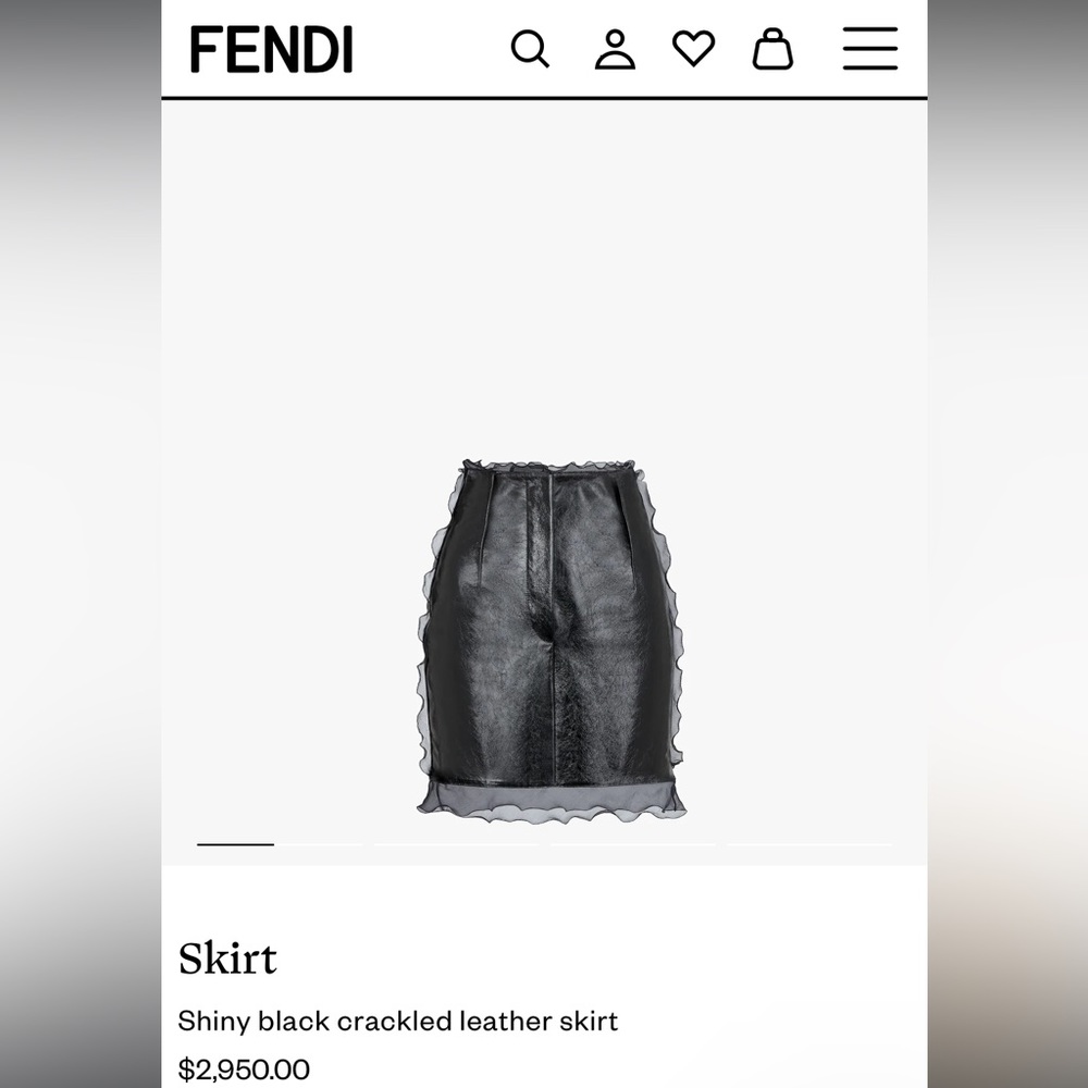 Fendi Shiny Black Crackled Leather Skirt